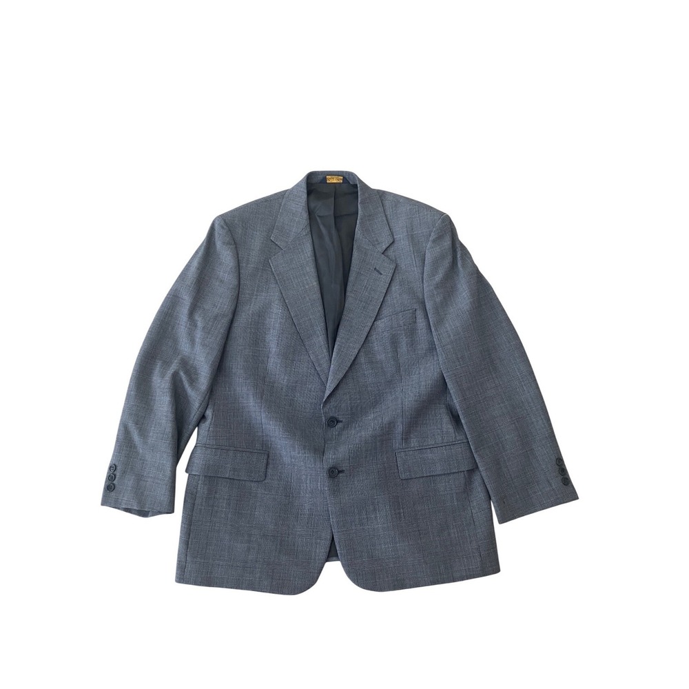 Brooks Brothers Mens Grey Plaid Wool Blend Blazer Jacket Two Button Size 42R‎